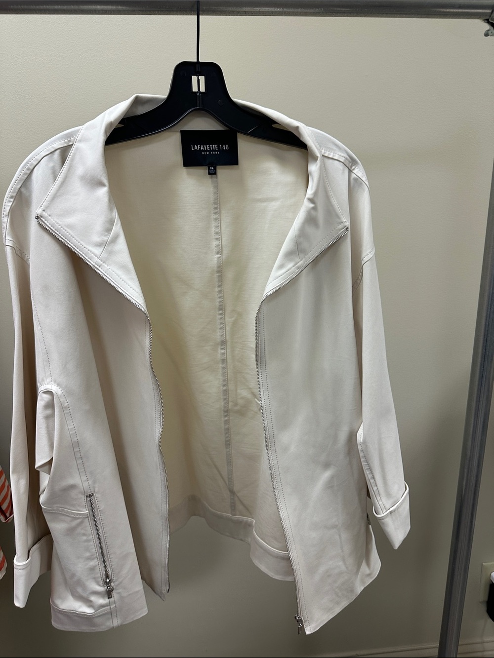 Lafayette 148 New York Off-White Utility Zip Jacket